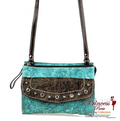 Western Design Inspired Rhinestone And Stud Handbag